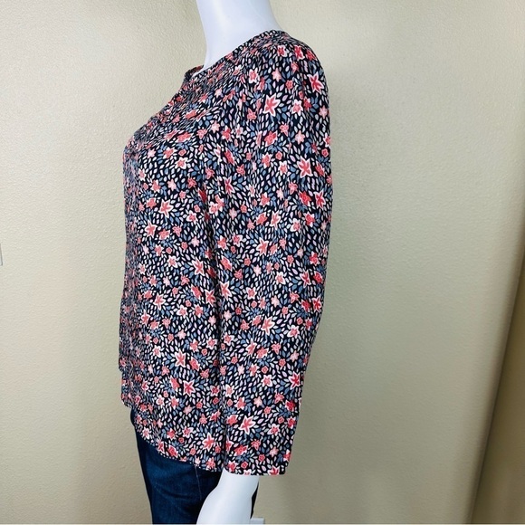 Rebecca Taylor Blouse Sz 6 Floral V Neck 3/4 Sleeves Silk Blend - Picture 4 of 11